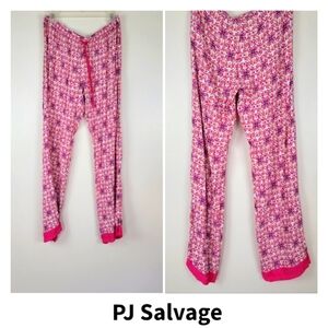 PJ Salvage Hot Pink Paisley Print Silky Rayon Lounge Beach Pajama Pants M Boho